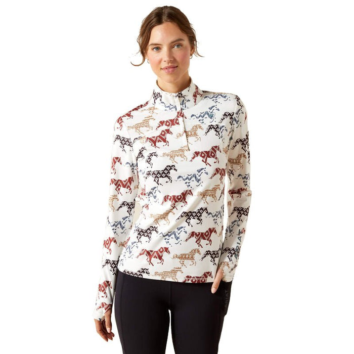 Ariat Women's Lowell 3.0 Long Sleeve 1/4 Zip Baselayer Shirt – Soft, Breathable, Performance Riding Top - AIBFV - Painted Ponies Print - Xsmall - 4
