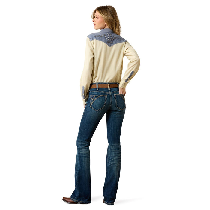 Ariat Women's Mid Rise Fiona Boot Cut Jeans - Stretchy Everyday Western Wear - AI3CW - Blue - 25 R - 1 ct - 2