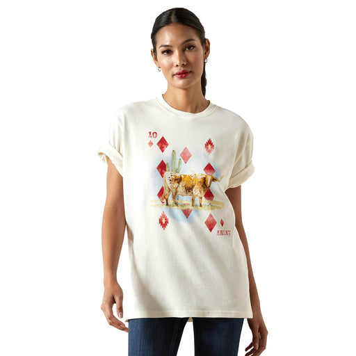 Ariat Women's Ranch Graphic T-Shirts - AI8BY - Aces - Cream - Small - Each - 1