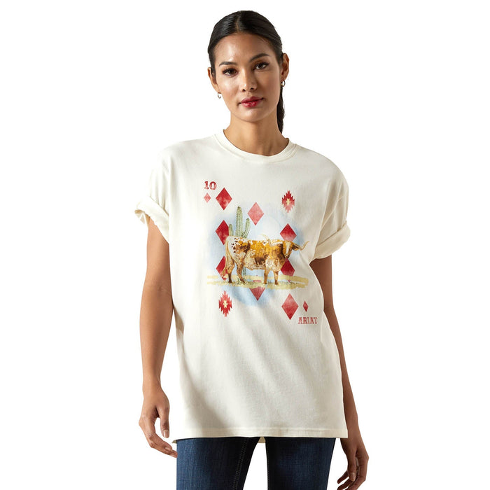 Ariat Women's Ranch Graphic T-Shirts - AI8BY - Aces - Cream - Small - Each - 1