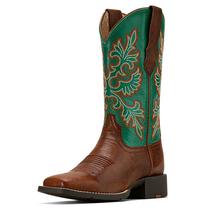 Ariat Women's Round Up Wide Square Toe StretchFit Western Boot - ADJF - Brown - 8B - 3