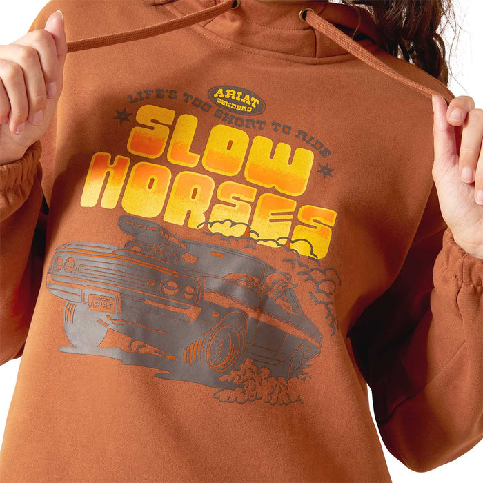 Ariat Womens Sendero "Slow Horses" Graphic Hoodie – Cozy Adjustable Everyday Pullover - AIBGW - Ginger - Small - Each - 3