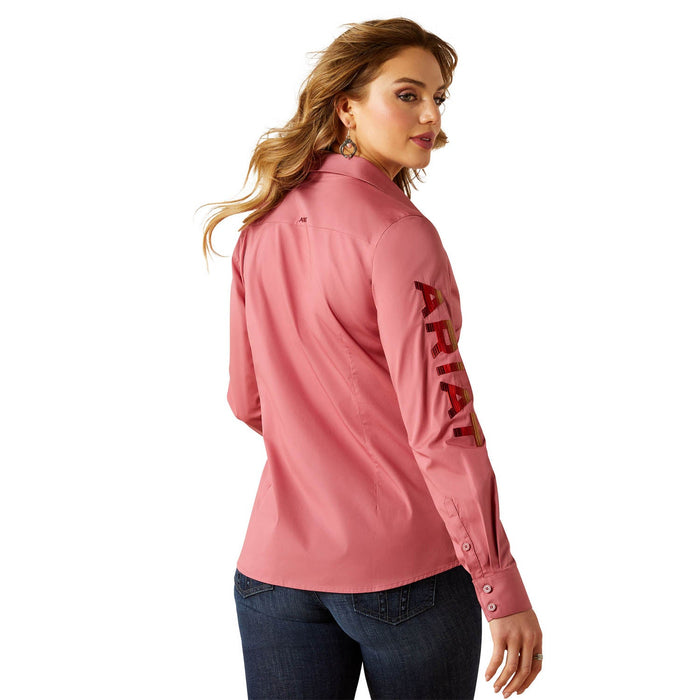 Ariat Women’s Team Kirby Wrinkle - Resistant Stretch Western Performance Shirt - AI8AH - Mauvewood - Small - 16