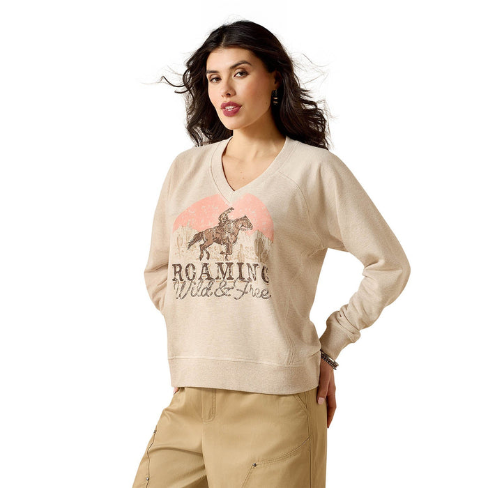 Ariat Women's Western Victoria Oversized Sweatshirt – Cozy French Terry Pullover - AIBN5 - Roaming Wild & Free - XSmall - 3