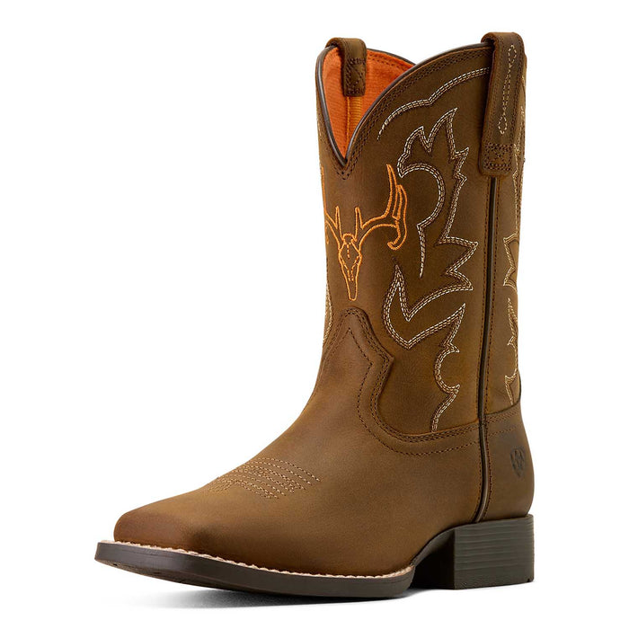 Ariat Youth Deer Ridge Wide Square Toe Western Boot - AI3AC - Brown - 8 - 3
