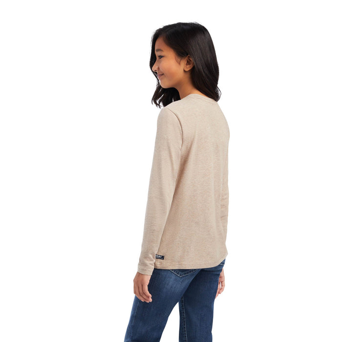 Ariat Youth "Horse of a Different Color" Longsleeve T-Shirt, Banyan Bark Heather - AI1MZ - XSmall - 2