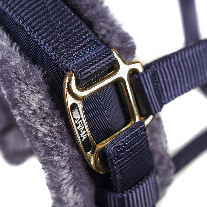 Arma Fleece Lined Lunge Cavesson – Adjustable Nylon Training Cavesson for Horses - SEP26W - Full - Navy - 6