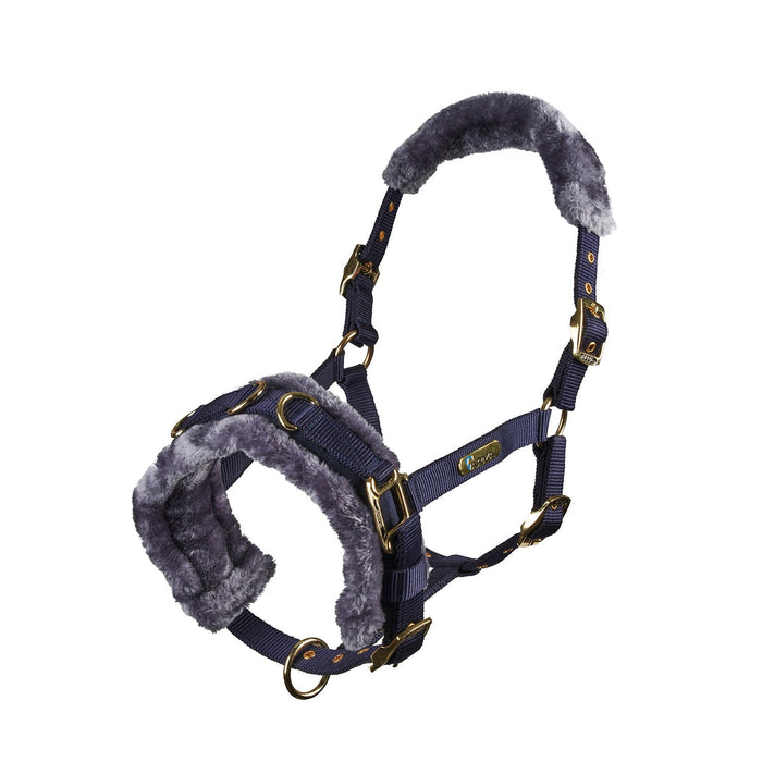 Arma Fleece Lined Lunge Cavesson – Adjustable Nylon Training Cavesson for Horses - SEP26W - Full - Navy - 5