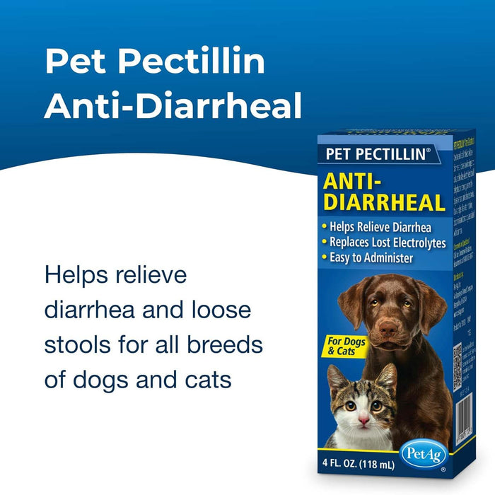 PetAg PET Pectillin, 4 oz – Diarrhea Relief for Cats and Dogs with Pectin & Kaolin