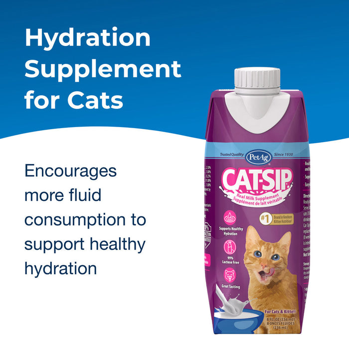 PetAg Cat-Sip Real Real Milk Treat Ready to Feed Snack for Cats - 4 Pack Size 32 oz.