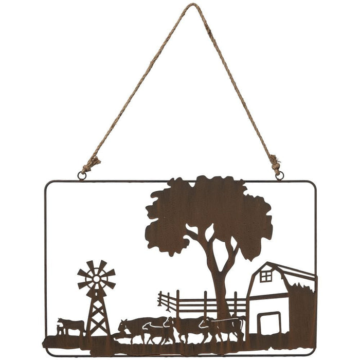 Barn/Cows Wall Hanging - JTIB1U - Brown - 1