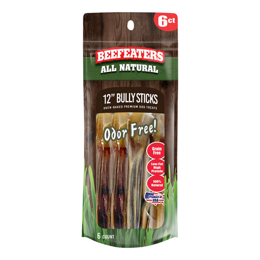 Beefeaters 12" Bully Stick, 6 ct - 031BE-02455 - 6 ct - 12" - 1