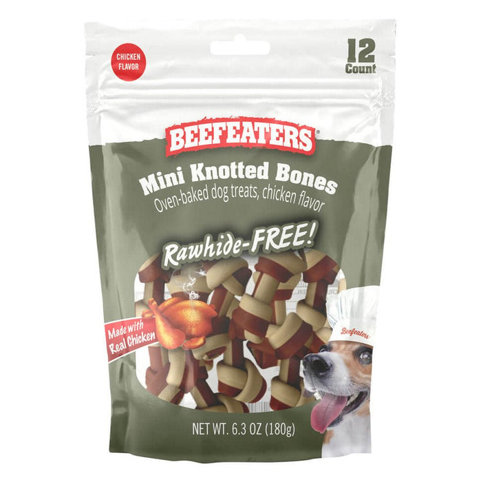 Beefeaters Rawhide Free Knotted Dog Bone - 031BE-02574 - Chicken - Mini, 12ct - 1