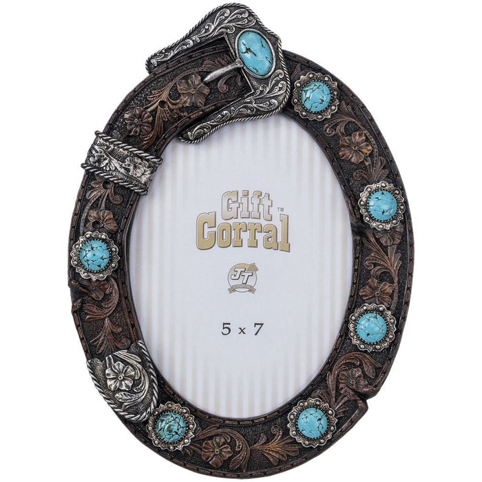 Belt Buckle Oval Picture Frame - JTIA8B - 1