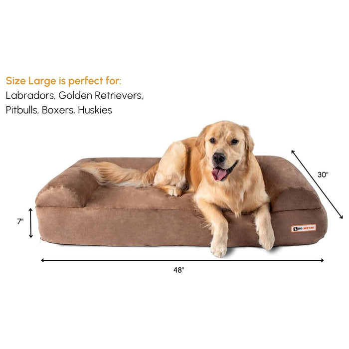 Big Barker 7" Thick Orthopedic Sofa Dog Bed for Large & Giant Breed Dogs – Vet Recommended, Joint Support, Durable Foam - H7Z3 - Khaki - Large – 48" x 30" x 7" - 1 ct - 22