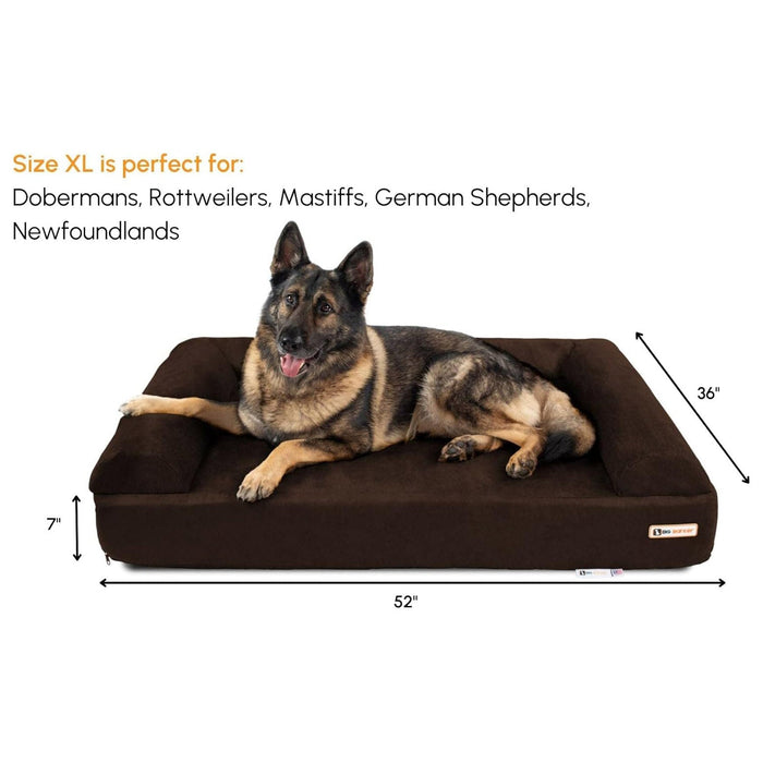 Big Barker 7" Thick Orthopedic Sofa Dog Bed for Large & Giant Breed Dogs – Vet Recommended, Joint Support, Durable Foam - H7Z6 - Chocolate - XLarge – 52" x 36" x 7" - 1 ct - 31