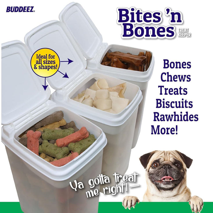 Bites & Bones Treat Canister, 3.25 qt - BU2K - White Lid / Clear Base - 3.25 qt - 1 - 4