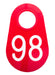 Bock's Red Nylon Numbered Identification Tags, 1 - 100, Single Tag - DAXM - 98 - Red - 7