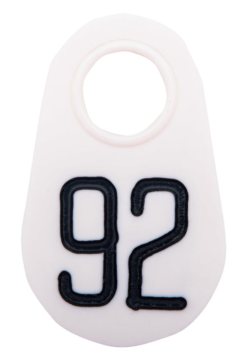 Bock's White Nylon Numbered Identification Tags, 1 - 100, Single Tag - DA2V - 92 - 6