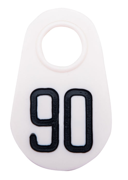 Bock's White Nylon Numbered Identification Tags, 1 - 100, Single Tag - DAXX - 6 - 4