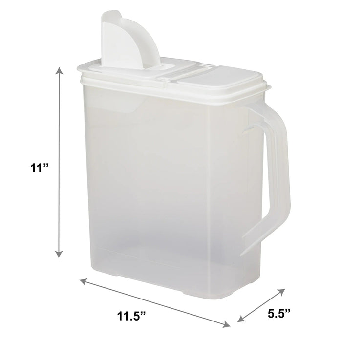 6-QT Pet Food Dispenser Color White Lid / Clear Base