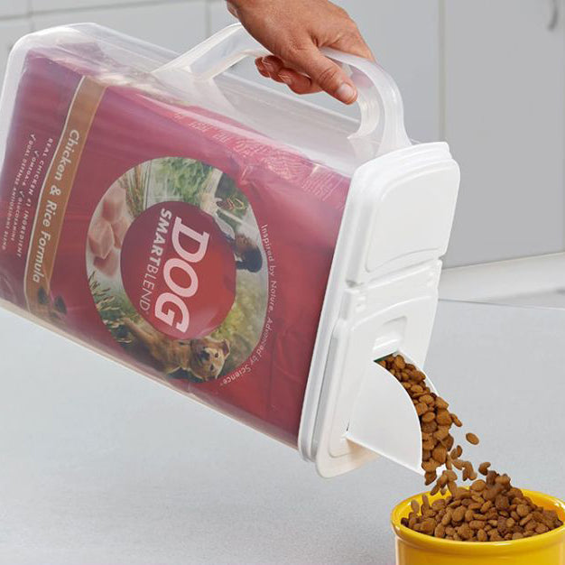 6-QT Pet Food Dispenser Color White Lid / Clear Base
