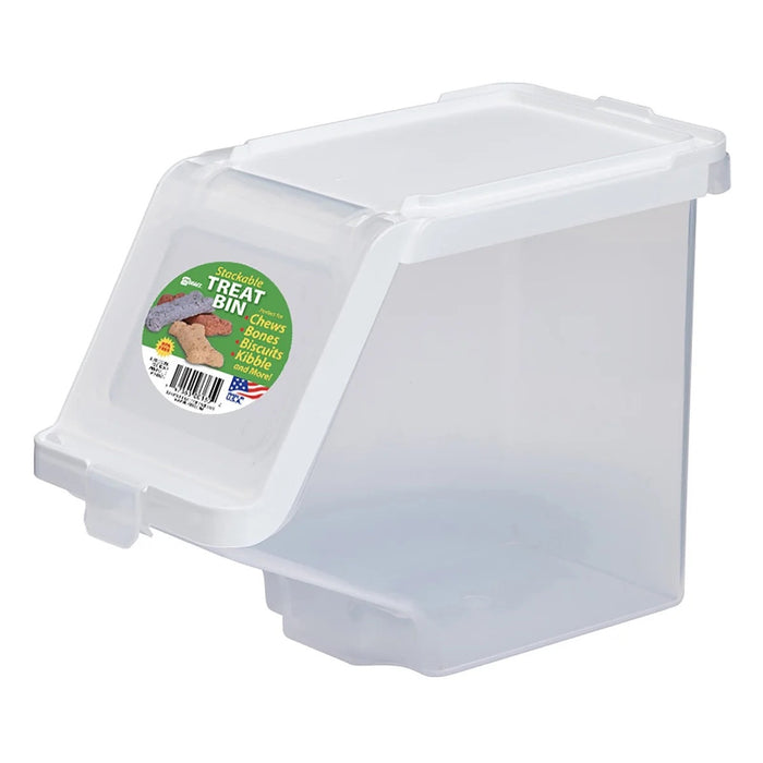 Stackable Pet Treat Bin Color White Lid / Clear Base