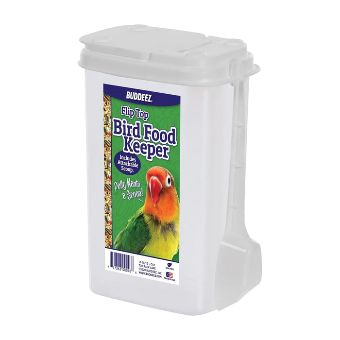 1.6-QT Pet Bird Food Keeper Color White Lid / Clear Base