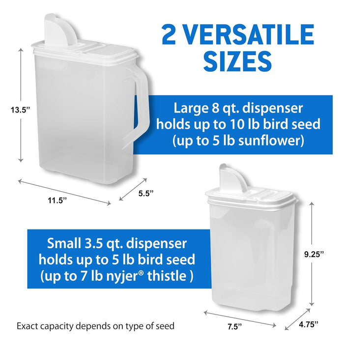 1.6-QT Pet Bird Food Keeper Color White Lid / Clear Base