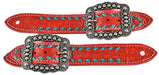 Buckstitch Belt Style Spur Straps - SANFB - Red Gator - 1