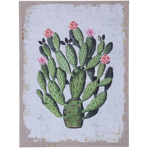 Cactus with Flowers Plank Wall Hanging - JTIA9C - Multi - 1