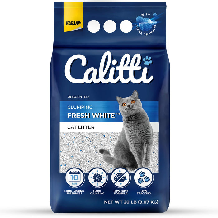 Calitti Fresh White Cat Litter, Unscented, 20 lbs - SD218 - White - 20 lbs - 1