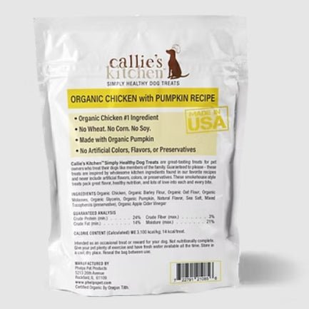 Callie’s Kitchen Gourmet Dog Treats Variety Pack – Organic & Plant - Based Options, Grain - Free, Healthy Soft Jerky Snacks, Made in USA - PH3AJ - 4oz - Organic Chicken & Pumpkin - 5