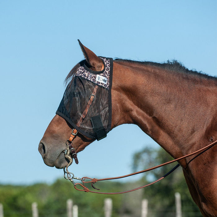 Cashel Quiet Ride Horse Fly Mask for Insect Control & Protection - QL1JK - Leopard - Yearling - 1