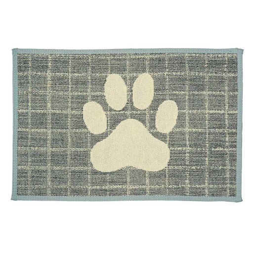 Chenille Fashion Dog Bowl Mat - ZOXR - Plaid Paw - 10