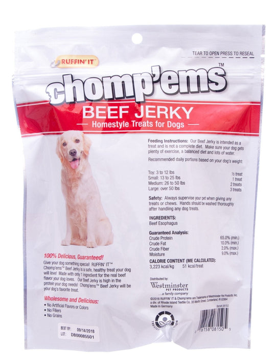 Chomp'ems Beef Jerky Dog Treats, 8 oz - WMPUT - 2