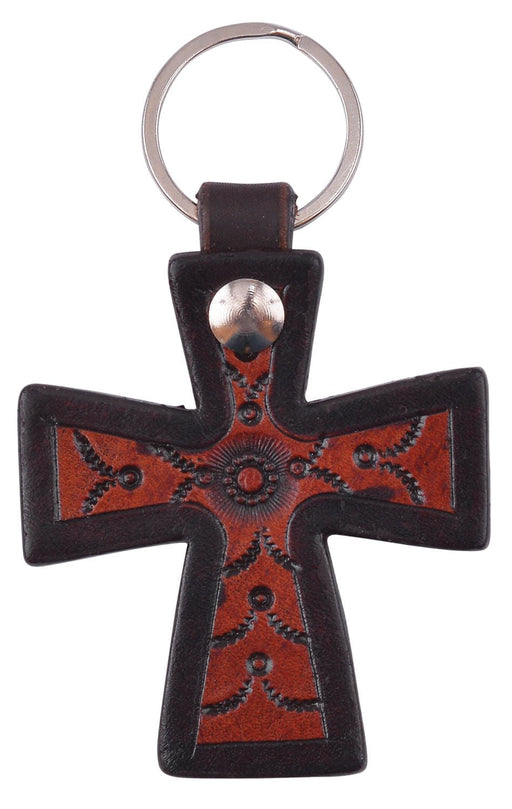 Circle Y Cross Key Chain, Tooled - RD1JG - Tooled Cross - 1