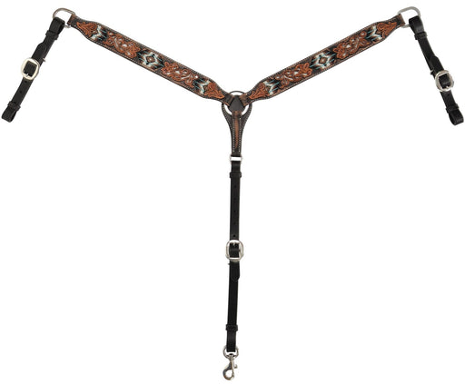Circle Y Distressed Floral and Beaded Breast Collar, Multi - 941B8 - 1