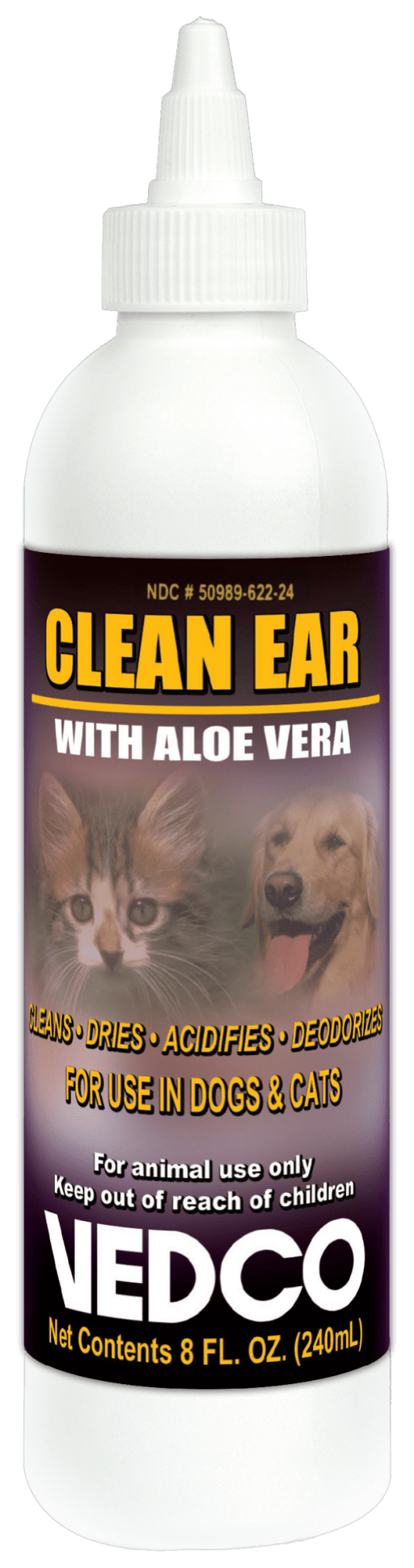 Clean Ear with Aloe Vera, 8 oz – Cleans, Deodorizes & Supports Healthy Ears in Dogs & Cats - WVDM - 8 oz - 1