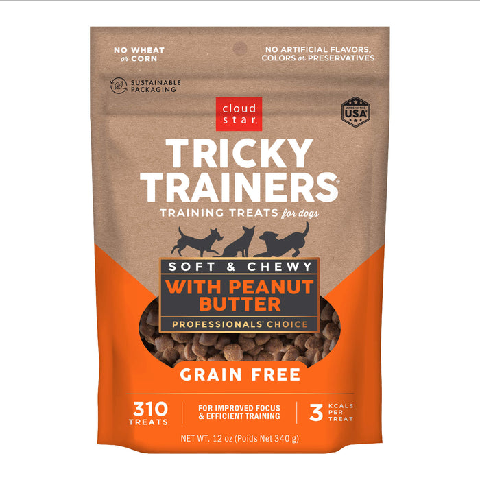 Cloud Star Tricky Trainers, Soft & Chewy, Grain Free Dog Treats - 2PWY - 12oz - Peanut Butter - 2