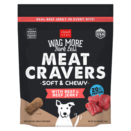 Cloud Star Wag More Bark Less, Meat Cravers, Soft Chew Dog Treats - 2PWV - 5oz - Beef - 2