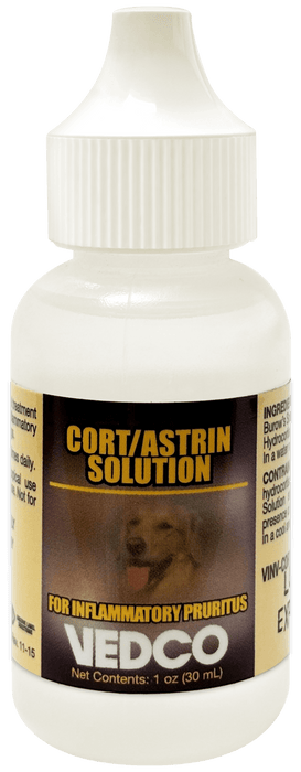 Cort/Astrin Solution & Hydrocortisone, 1 oz – Soothes Itching & Reduces Skin Irritation in Dogs & Cats - WVDR - 1 oz - 1