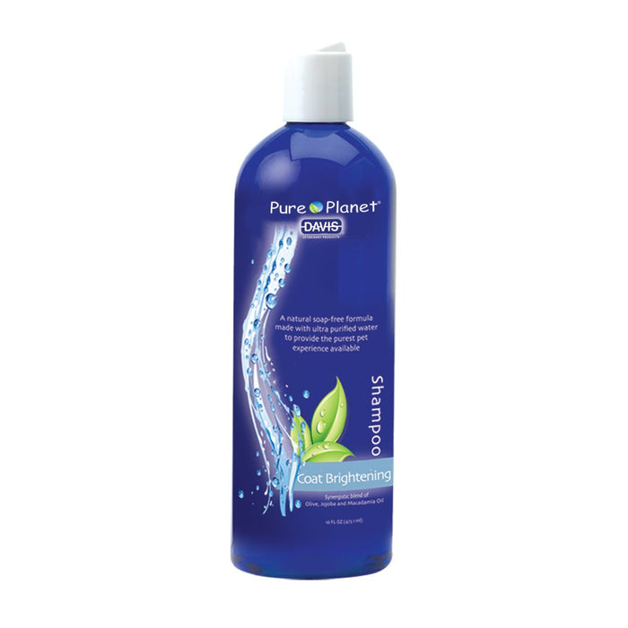 Davis Pure Planet Natural Coat Brightening Shampoo for Dogs, Cats, Puppies & Kittens – Soap - Free, pH Balanced with Optical Brighteners & Nourishing Oils - DDMV - Blue - 16 oz - 1