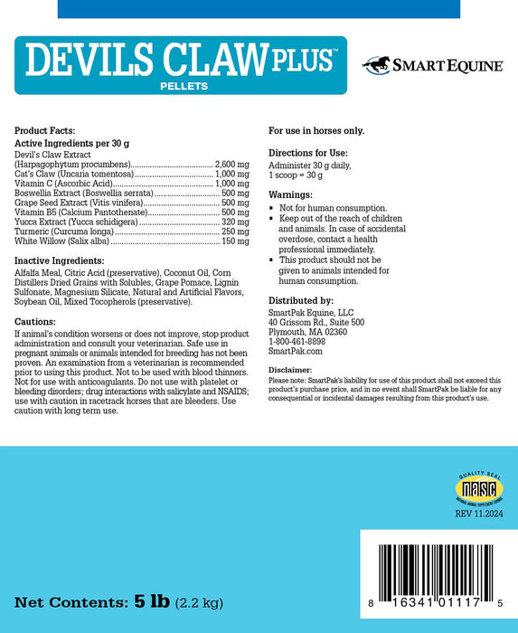 Devil's Claw Plus, Joint Support for Horses, Pellets - SMAAR - 5 lb - 2