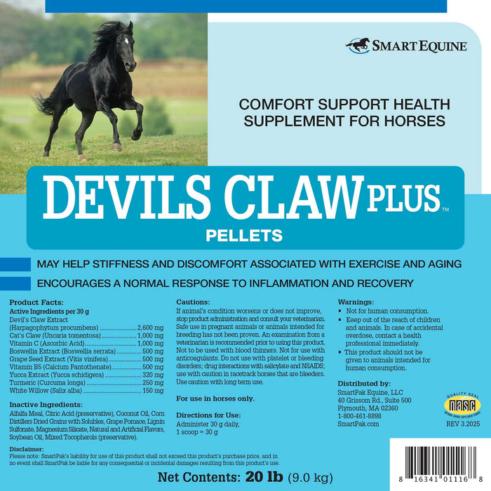 Devil's Claw Plus, Joint Support for Horses, Pellets - SMACD - 20 lb - 6
