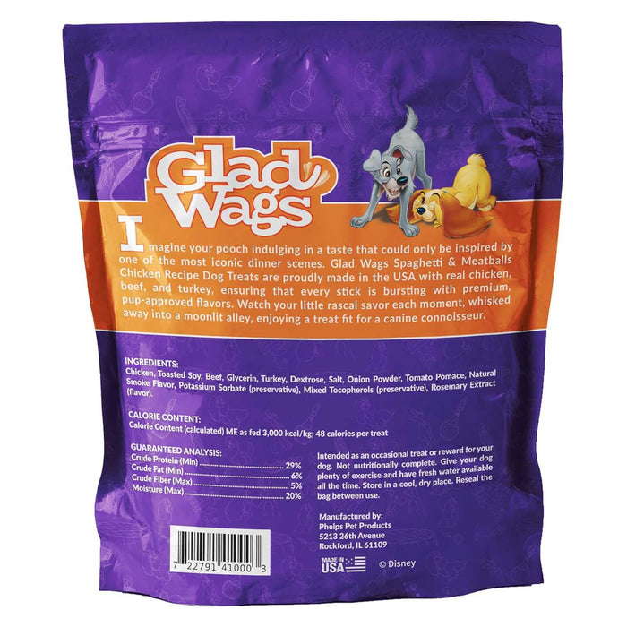 Disney Glad Wags Dog Treats  Chicken, Beef, Turkey & Pork Homestyle Jerky, Grain - Free, 12 oz, Made in USA - PH3R - Spaghetti & Meatballs - 12 oz - 4