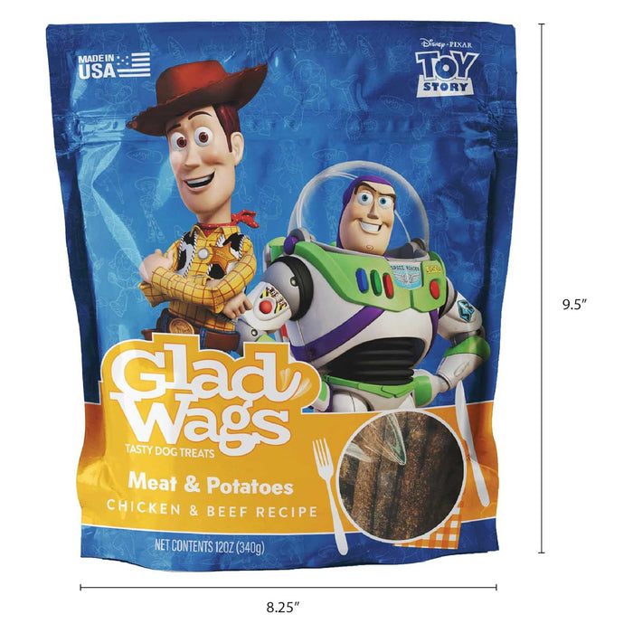 Disney Glad Wags Dog Treats  Chicken, Beef, Turkey & Pork Homestyle Jerky, Grain - Free, 12 oz, Made in USA - PH3S - Meat & Potatoes - 12 oz - 13