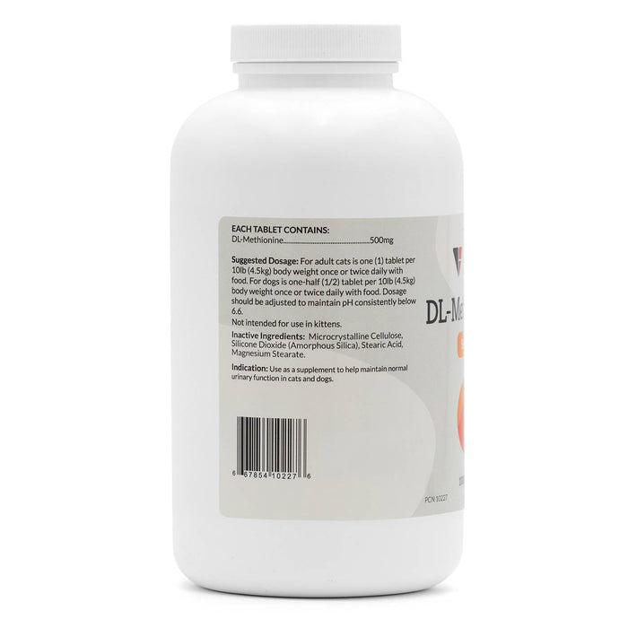 DL Methionine Tablets Urinary pH Support for Dogs & Cats - VB17 - 500mg - 1000ct - 8