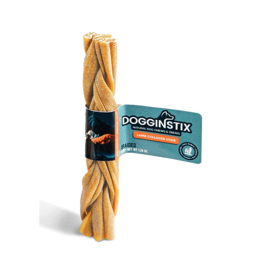 Dogginstix Braided Lamb Collagen Dog Chew – Long Lasting, Digestible, High Protein Rawhide Alternative - DG2K - 6"L - Lamb - 1 ct - 1
