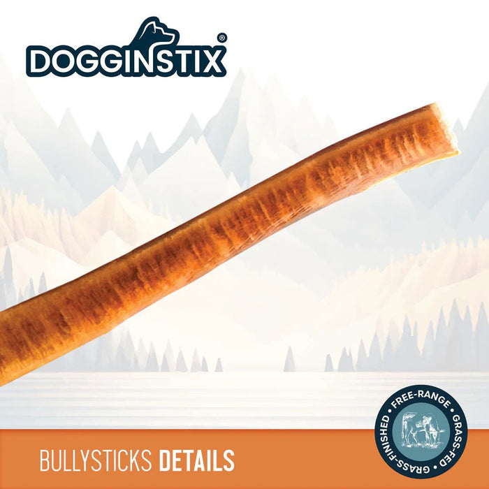 Dogginstix Bully Stick Dog Chew, All - Natural, Grass - Fed Beef, Odor - Free - DG2C - 6"L - Jumbo - 6